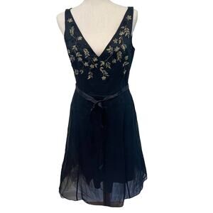 Laundry by Shelli Segal 100% Silk Lined Tulle Embroidered Dress Sz 6